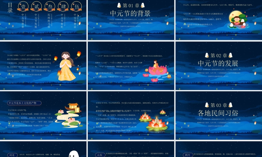 中元节祭祀活动介绍PPT盂兰盆节介绍PPT课件（带内容）.pptx