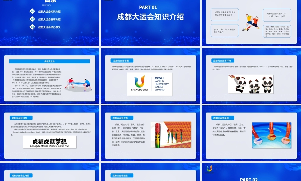 2023成都大运会知识介绍PPT第31届世界大学生夏季运动会赛事介绍PPT课件（带内容）.pptx