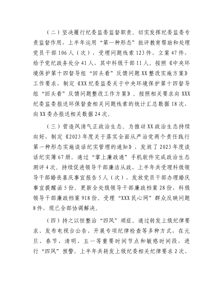 纪委监委2023年上半年工作总结及下步计划.docx_第2页