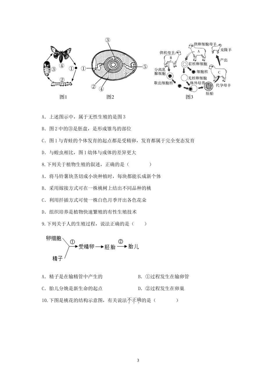浙教版科学中考“临阵磨枪”专题训练（三十三）：代代相传的生物.doc_第3页
