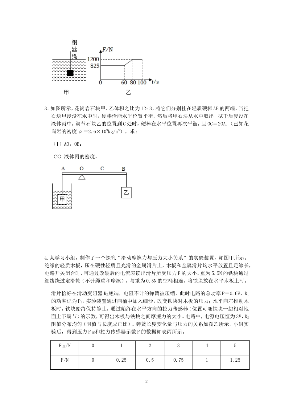 浙教版科学“冲刺重高”压轴训练（十五）：物理分析计算.doc_第2页