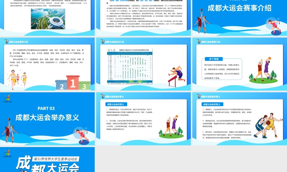 成都大运会知识介绍31届世界大学生夏季运动会赛事介绍PPT模板.pptx