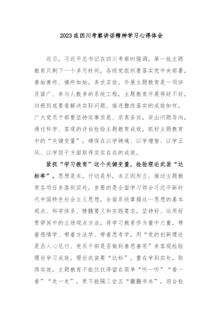 2023在四川考察讲话精神学习心得体会3篇.docx