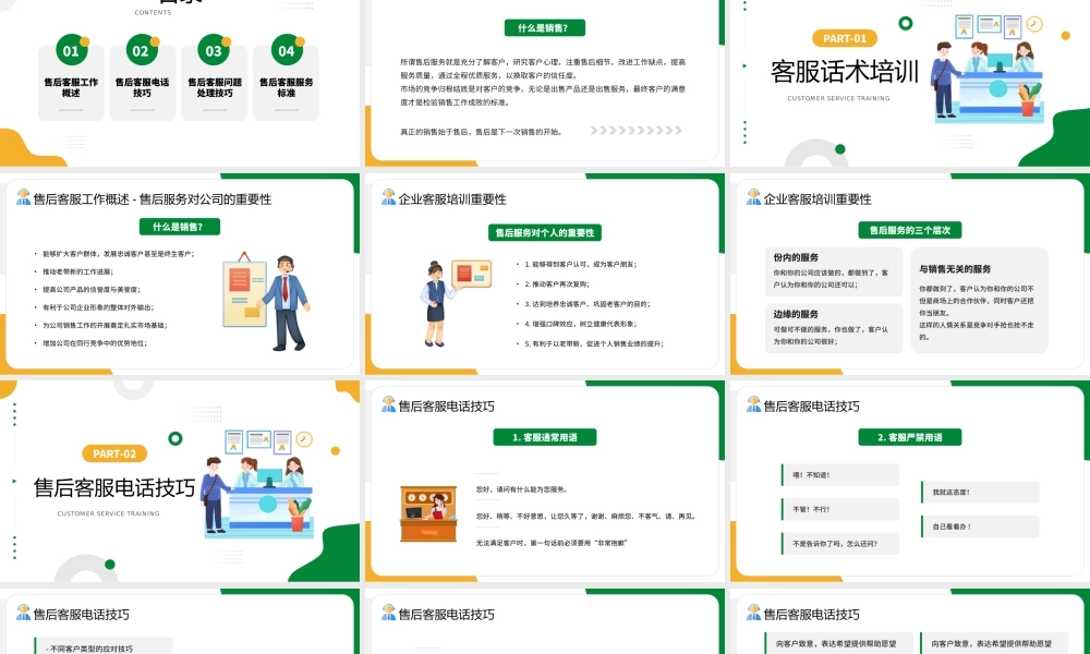 绿色绘画风客服话术培训.pptx