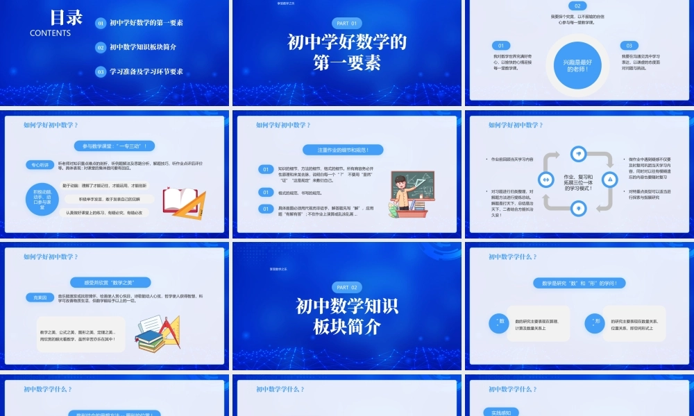 初中数学开学第一课PPT初中数学学习准备及学习环节要求PPT课件（带内容）.pptx