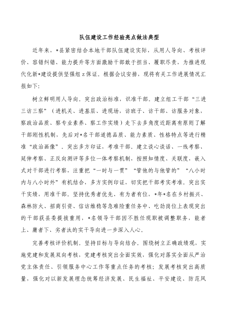 队伍建设工作经验亮点做法典型.docx_第1页