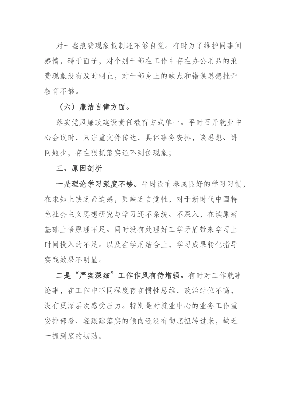 2篇书记六个方面民主生活会对照检查材料（理论学习、政治素质、能力本领、担当作为、工作作风、廉洁自律).docx_第3页