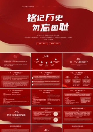 九一八事变主题班会PPT铭记历史勿忘国耻PPT课件（带内容）.pptx