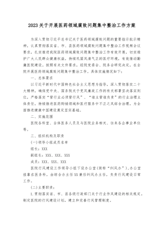 （6篇）2023年关于开展医药领域腐bai问题集中整治工作方案.docx