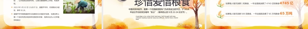中国农民丰收节主题班会PPT丰收为实硕果为佳PPT珍惜粮食PPT课件（带内容）.pptx