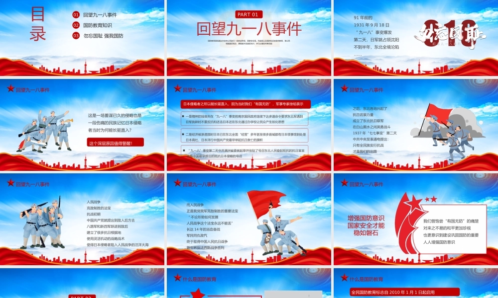 九一八事件历史学习PPT勿忘国耻强我国防PPT课件（带内容）.pptx