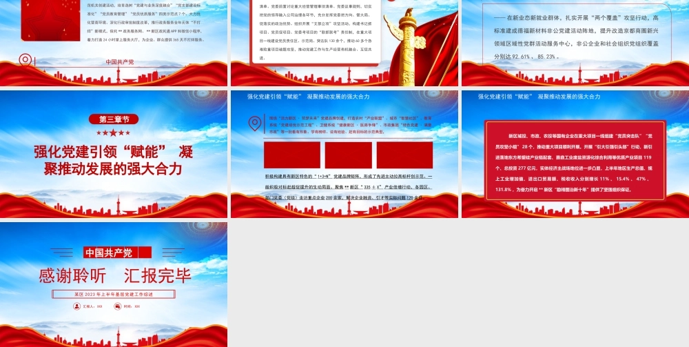2023年XX单位上半年基层党建工作综述PPT党建领航风帆劲踔厉奋发谱新篇PPT课件（带内容）.pptx