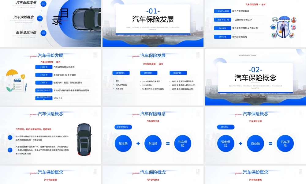 蓝色简约风车辆保险培训.pptx