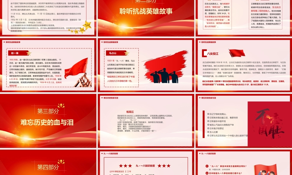 九一八事变勿忘国耻振兴中华PPT用实际行动传承抗战精神PPT课件（带内容）.pptx