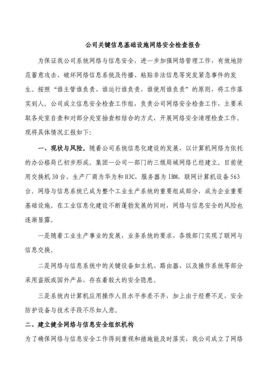 公司关键信息基础设施网络安全检查报告.docx_第1页