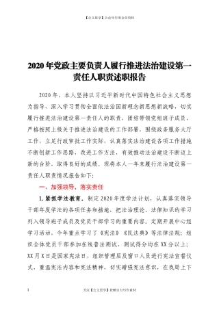 2020年党政主要负责人履行推进法治建设第一责任人职责述职报告.docx