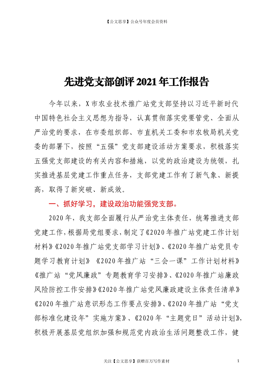 20255先进党支部创评2021年工作报告.doc_第1页