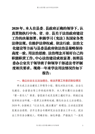 20306公共资源交易中心党支部书记主任2020年述法报告.doc