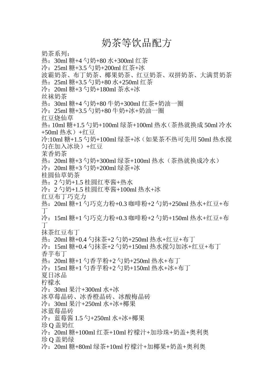 奶茶饮品配方.DOC_第1页