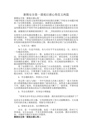 暑期安全第一课观后感心得范文两篇.docx