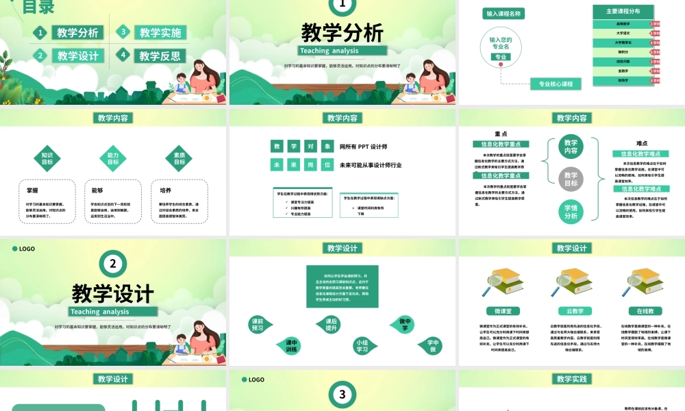 绿色卡通信息化教学教师课件PPT模板.pptx