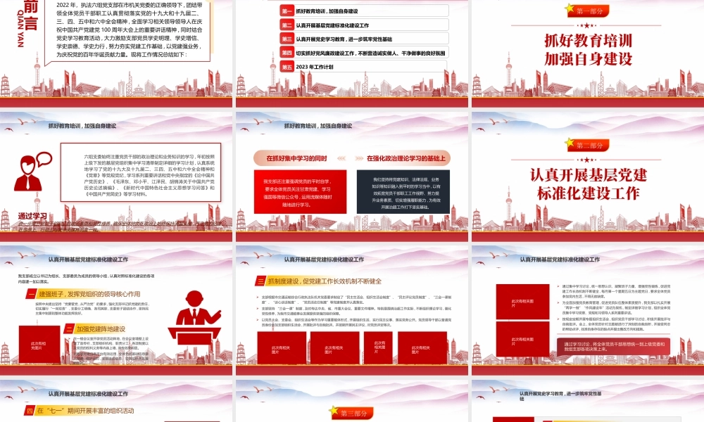 2022年XX党支部工作总结及2023年党建工作计划PPT课件（带内容）.pptx