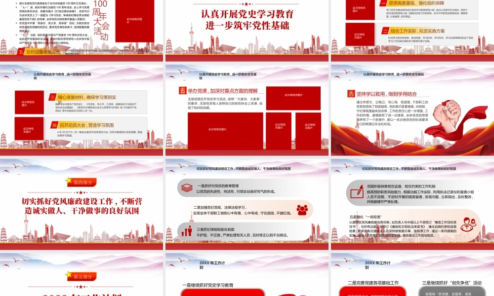 2022年XX党支部工作总结及2023年党建工作计划PPT课件（带内容）.pptx