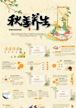 黄色中国风秋季养生知识讲座PPT模板.pptx