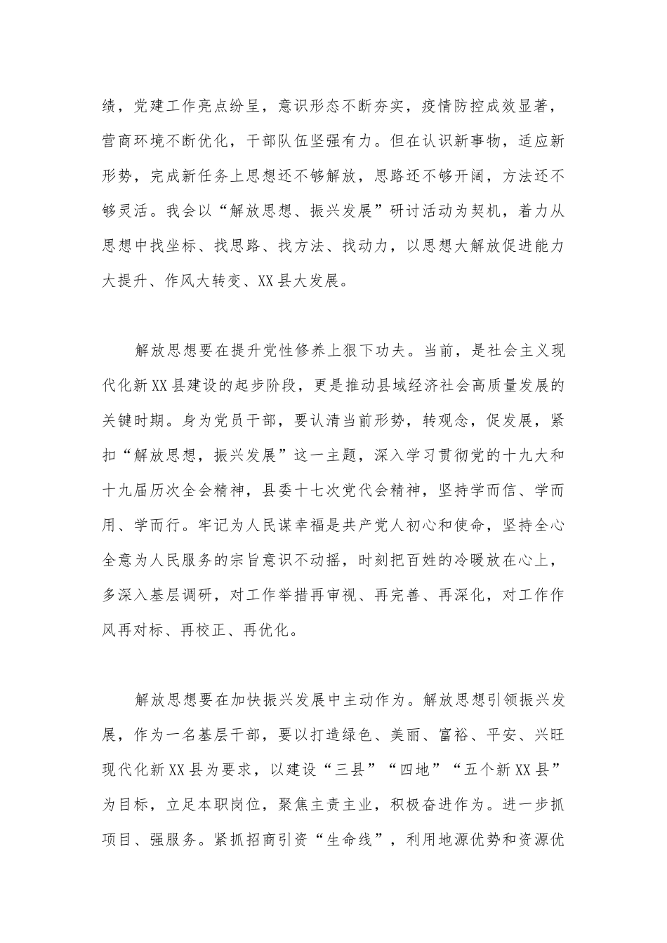 【4篇】“解放思想、振兴发展”研讨“回头看”专题学习研讨会心得发言材料（供借鉴）.docx_第2页