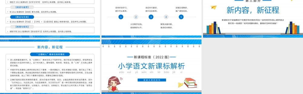 蓝色简约卡通风小学语文新课标解析PPT模板.pptx