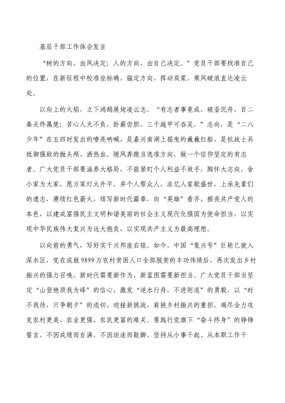 基层干部工作体会发言.docx_第1页