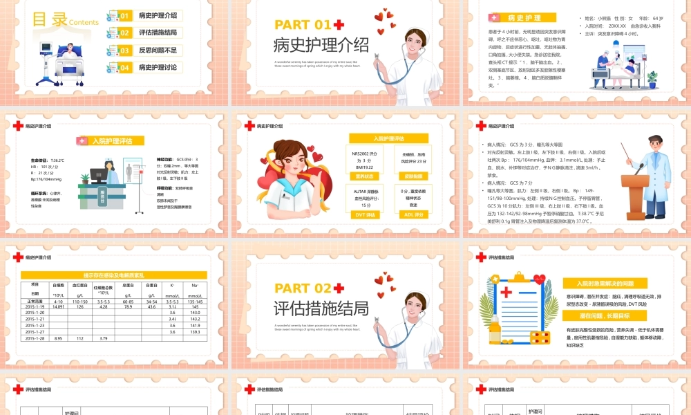 粉色卡通风脑出血护理个案分享PPT.pptx