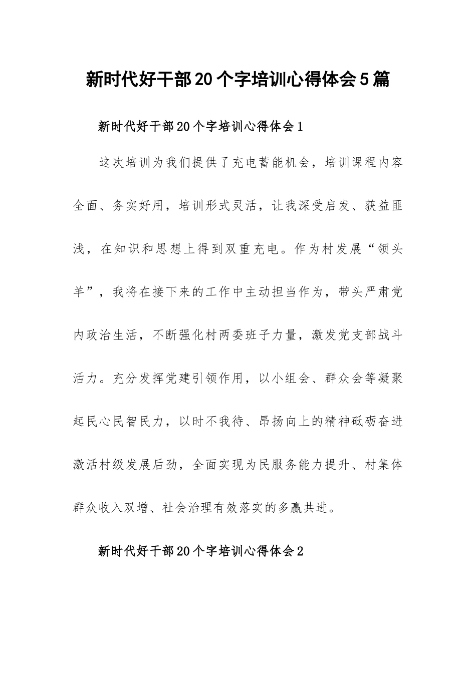 新时代好干部20个字培训心得体会5篇.docx_第1页