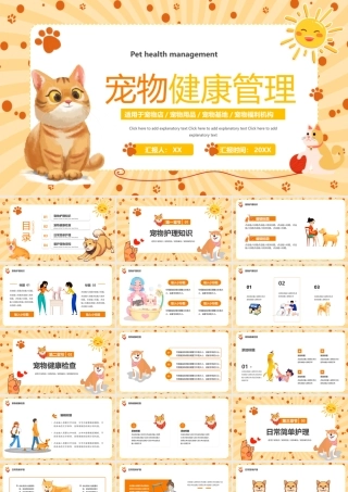 黄色卡通风宠物健康管理PPT通用.pptx