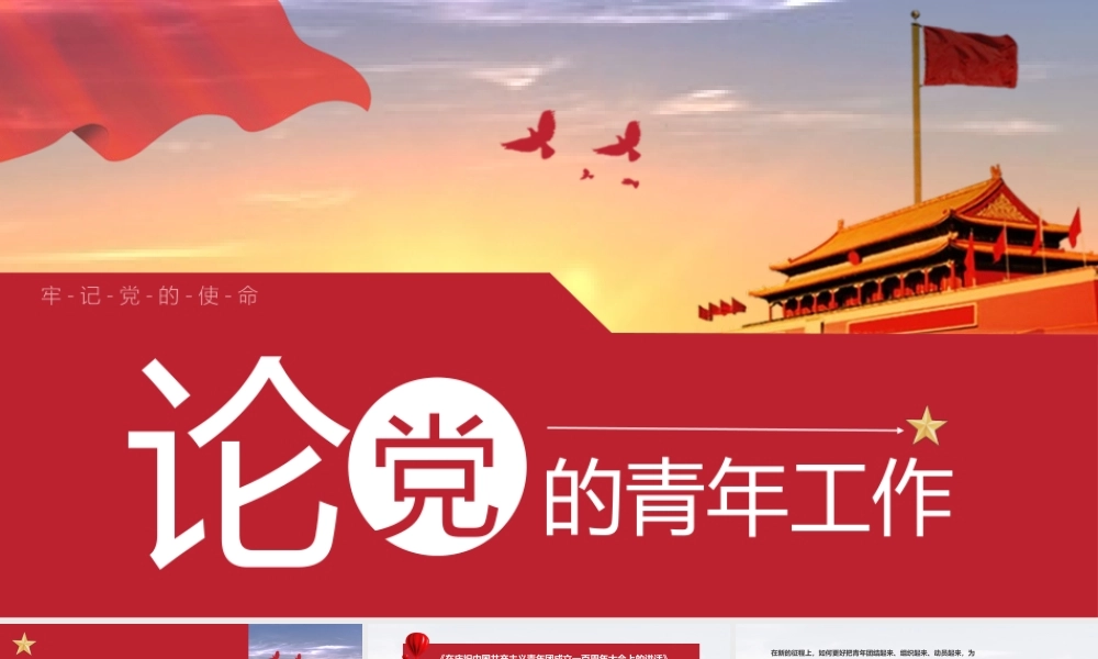 红色党政风论党的青年工作动态PPT.pptx
