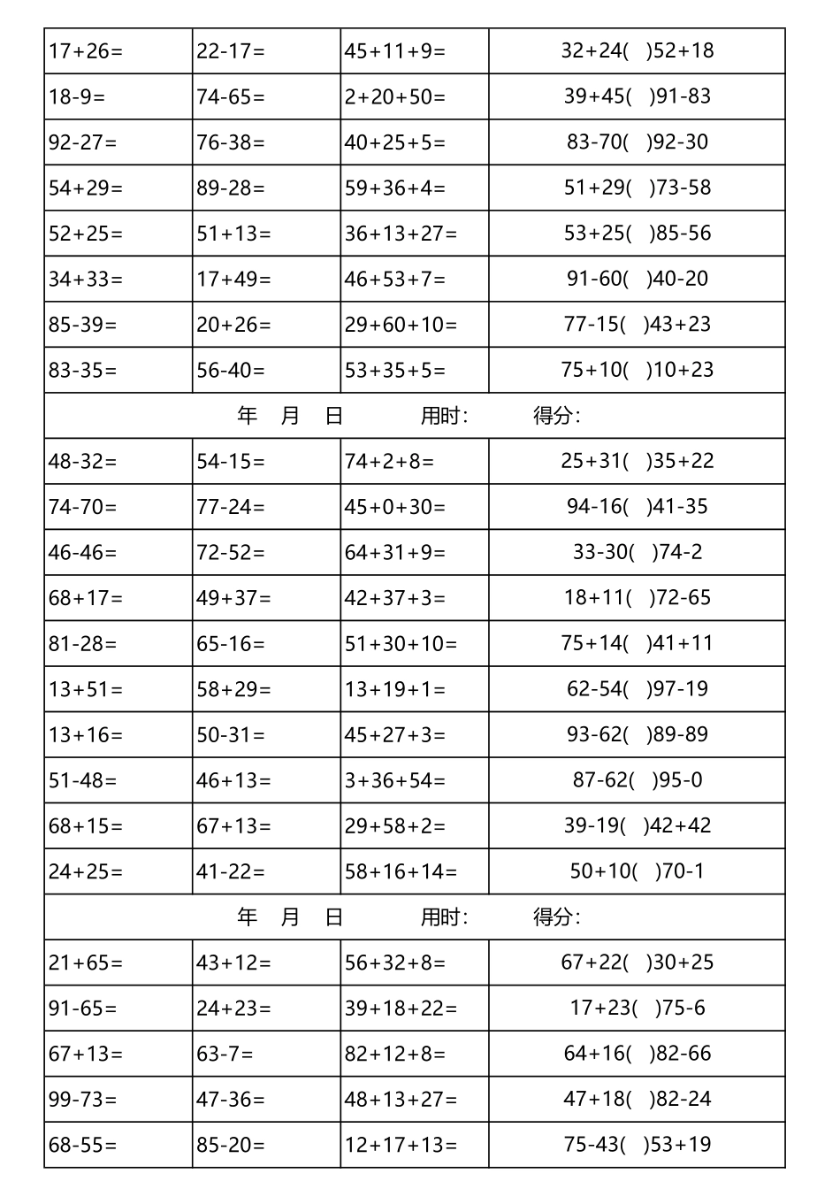 100以内加减法口算(3300道).pdf_第2页