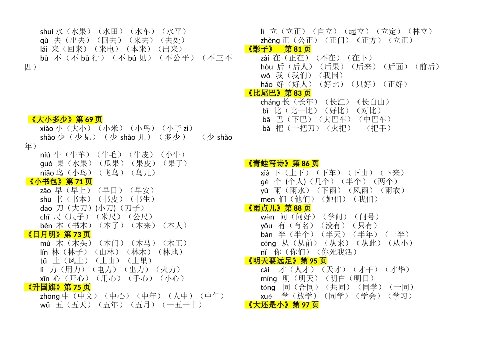 小学一年级上册组词贴.doc_第2页