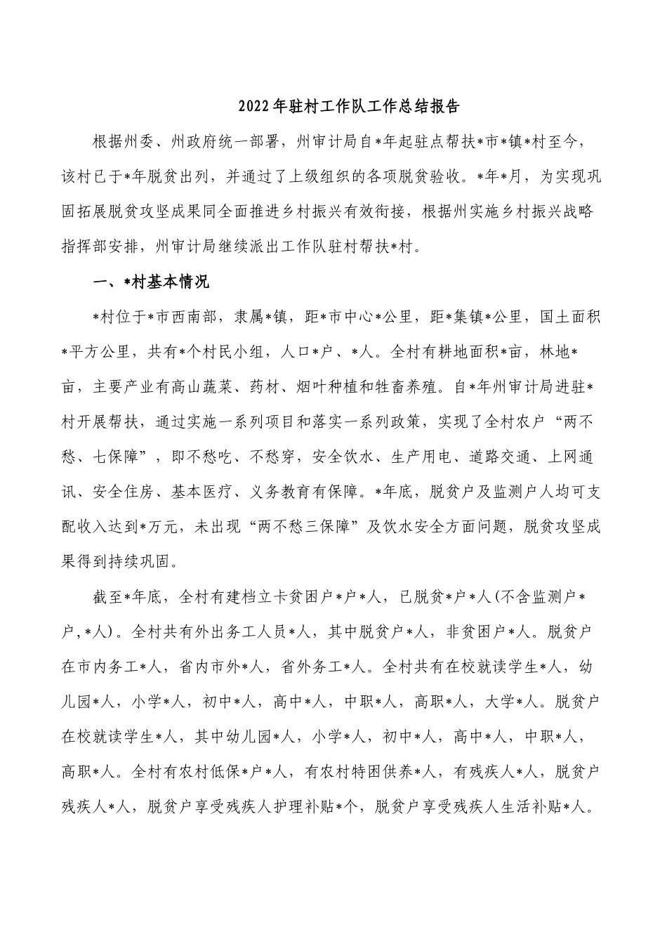 2022年驻村工作队工作总结报告.docx_第1页
