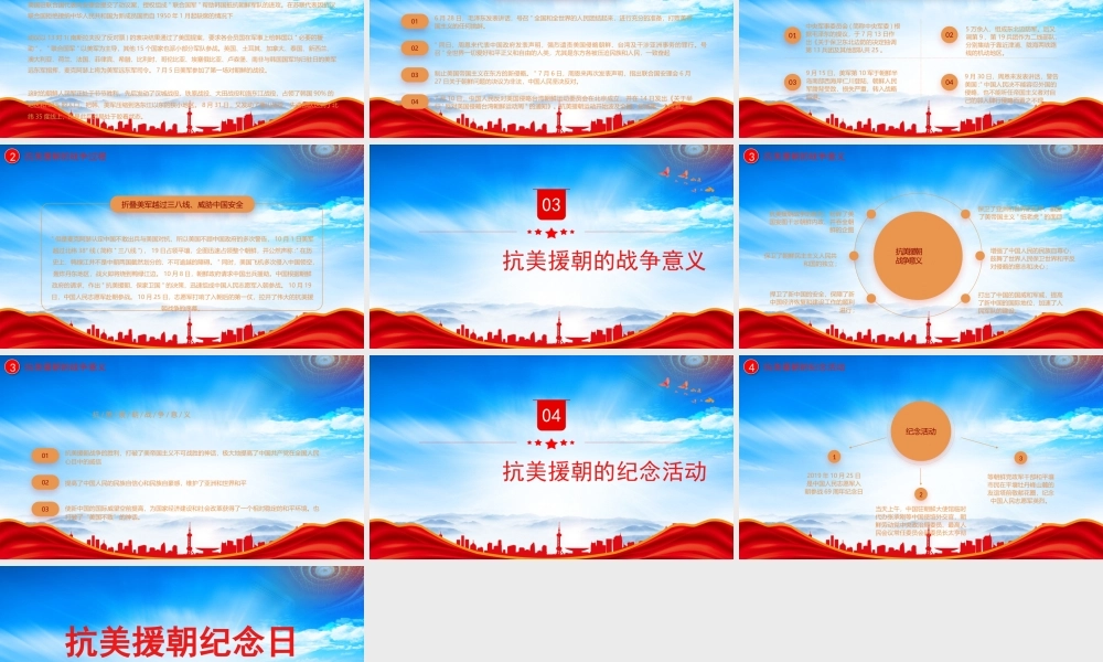 抗美援朝纪念日PPT每一位为祖国奋战的人都不会被遗忘PPT课件（带内容）.pptx