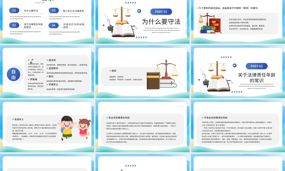 青少年法律意识法制教育主题班会蓝色简约PPT模板.pptx