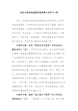 2022全国纪检监察系统表彰大会学习心得2篇.docx