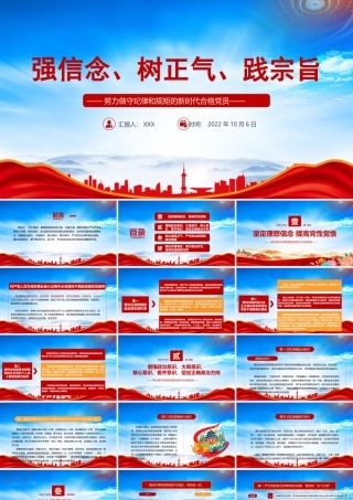 强信念树正气践宗旨努力做守纪律和规矩的新时代合格党员PPT课件（带内容）.pptx