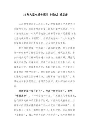 16集大型电视专题片《领航》观后感.docx
