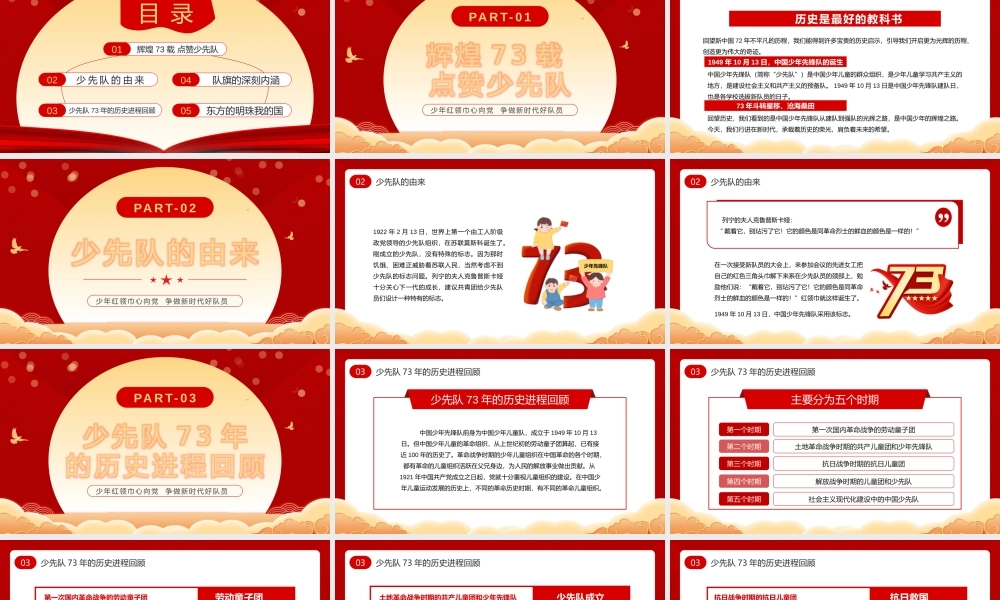 中国少年先锋队成立73周年PPT少年红领巾心向党争做新时代好队员PPT课件（带内容）.pptx
