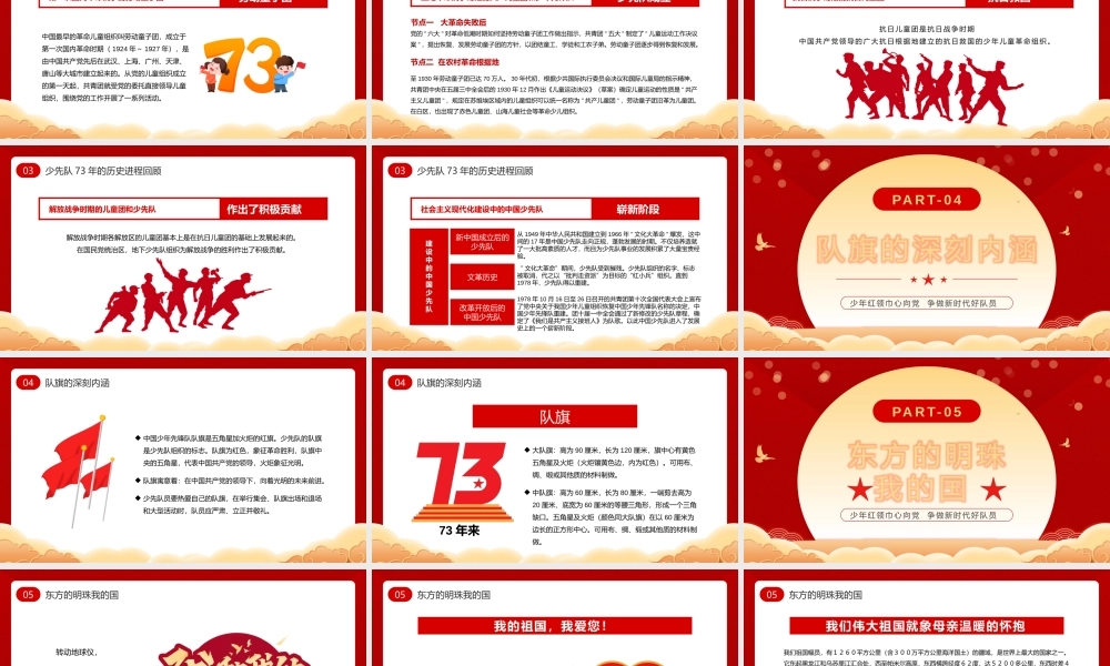 中国少年先锋队成立73周年PPT少年红领巾心向党争做新时代好队员PPT课件（带内容）.pptx