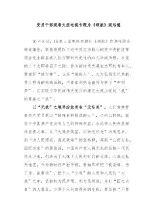 党员干部观看大型电视专题片《领航》观后感2篇.docx