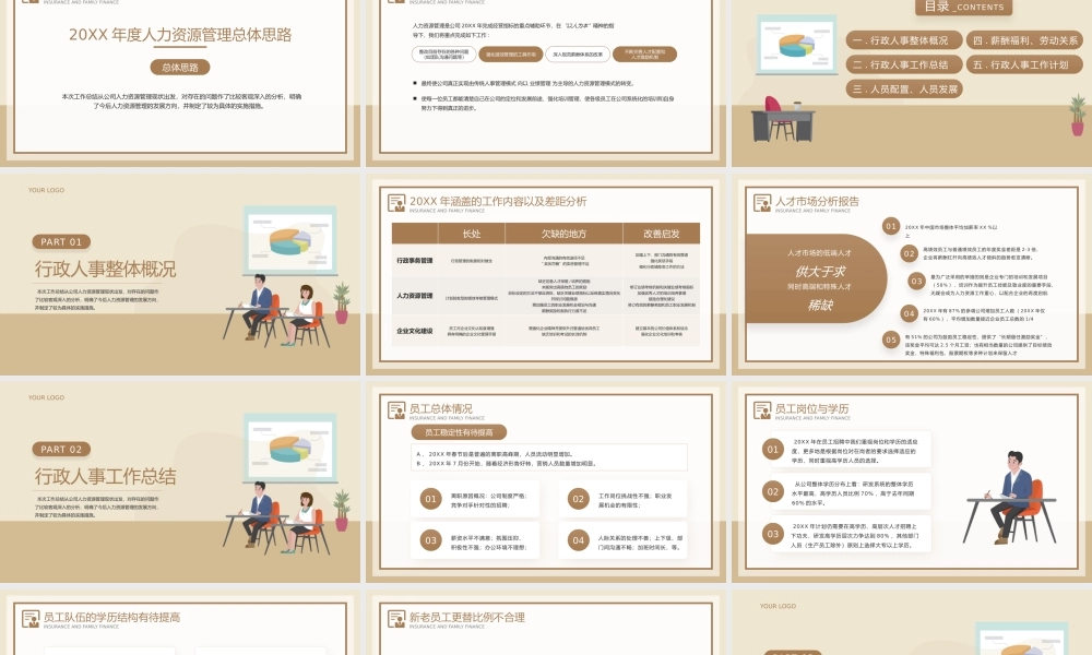 黄色插画风行政部门工作总结报告PPT模板.pptx