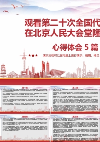 观看第二十次全国代表大会在北京人民大会堂隆重开幕心得体会5篇.pptx