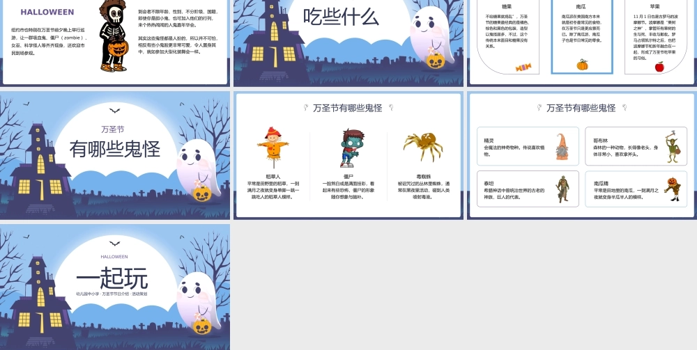 可爱卡通风幼儿园中小学万圣节节日介绍ppt.pptx