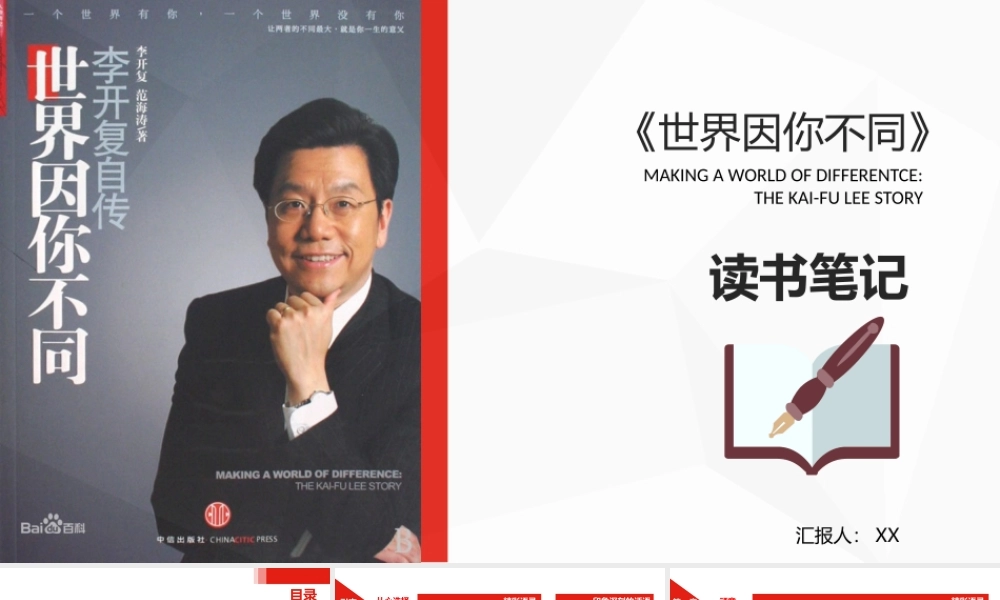 世界因你不同读书笔记PPT作品.pptx